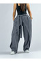 Gray Women's Trousers with Adjustable Cuffs and Belt Coc3362
