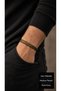 Eldavio Ochre Black Leather Men's Bracelet - Design with Mustard Bead Stripes