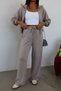 High Collar Zippered Sweat Track Suit Bottom Set - 4