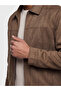 Brown Loose Fit Suede Look Men's Jacket - 3