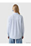 Blue Striped Oversize Oxford Women's Shirt - 4