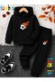 Flame Football Ball Printed Thick Winter Hooded Bottom/Top Children's Tracksuit Set (Pockets on the Bottom of the Tracksuit)