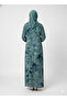 Teal & Seafoam Mineral Print Abaya | Rizqé Luxury Textured Modest Chiffon Wrap - 3