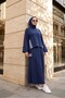 Elastic Waistband Detailed Combed Cotton Suit - Indigo