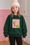 Girl's 3-Pack Green-Grey-Red Children's Sweatshirt with Embossed Cherry, Ribbon, and Frog Prints - 6