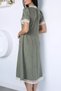 Haki Gülseli Women's Full-Length Dress with Snap Fasteners and Guipure Detail and Pockets - 4