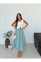 Women's Elastic Waist Flared Maxi Skirt - 2