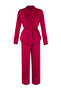 Burgundy Belted Piping Detailed Double Breasted Viscose Woven Pajama Set - 8