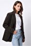 4969 Women's Velvet Textured Single Button Blazer Jacket Brown - 4