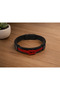Pelvoro Crimson Black Leather Men's Bracelet - Red Knot Weave Detail - 2