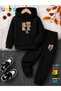 Bear Teddy Bear Printed Thick Winter Hooded Top/Bottom Children's Tracksuit Set (Pockets on the Bottom)