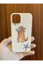iPhone 13/14 Cat Printed Velvet Inside Launch Silicone Phone Case (White Case) - 6