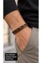 Nerisse Olivebraid Khaki Leather Men's Bracelet - Orange Black Braided Detail