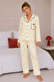 Reported Viscose Buttoned Overlocked Long Sleeve Patterned Pajama Set - 2