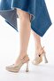 Zri̇n-2101 Premium Exclusive Gold Daily Open Back Snake Pattern Heeled Shoes 11 cm - 2