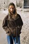 Belted Soft Textured Suede Fabric Stand Collar Women's Zr Model Suede Jacket - 2