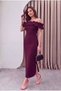 Madonna Collar Off Shoulder Detailed Evening Dress Graduation Dress - 2