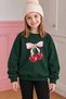Girl's 3-Pack Printed Green-Beige-Red Children's Sweatshirt with Cherry and Cake Patterns - 6