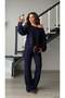 Navy Blue Boat Neck Modal Suit