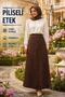 Women's Pleated Skirt 38-40-42-44-46-48-50-52 Size Compatible Elastic Dabıl Fabric Without Lining Does Not Show Inside - 2
