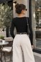 Women's V-Neck Long Sleeve Cotton Lycra T-Shirt - 2