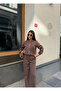 Women's Brown Bomber Jacket and Pants Two-Piece Set - 2