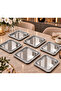 6-Piece Luxury Silver Wicker Mesh Detailed Silver Square Tray for Promise, Engagement, Dowry, Coffee, Tea Presentation - 2