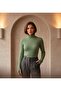 Turtleneck Knit Sweater with Finger Detail - 5