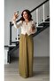 Olive Draped Satin Trousers - 3