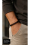 Dorvani Chestbraid Brown Leather Men's Bracelet - Fine Braided Stripe Detail