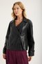 S Leather 2-Pocket Sleeves Belted Jacket - 2