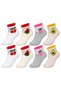 Girls' Cotton 8-Piece Fruit Patterned Socks Cherry Watermelon Strawberry Avocado Daily Ankle Socks