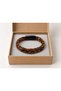 Calvessa Emberlace Brown Leather Men's Bracelet - Double Braided Textured Design - 2