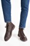 Genuine Leather Men's Boots with Lace-Up and Zipper Closure, Casual Winter Cold-Resistant Thick Sole, Brown - 2