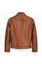Men's Cognac Genuine Leather Stand Collar Jacket - 7