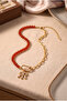 Steel Necklace with Eye Figure and Zircon Stone - 5
