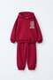 Children's Teddy Bear Printed Burgundy Hooded Sweatshirt and Sweatpants Set - 2