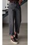 Dark blue distressed washed belted skater jeans - 2
