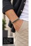 Tormaro Pearlcoil Black Cream Leather Men's Bracelet - Metal Beaded Spiral Design