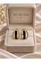 Women's Black / Gold Steel Earrings - 5