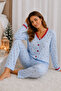 Reported Viscose Buttoned V-Neck Lace Long Sleeve Patterned Pajama Set