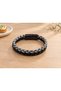 Xandero Graphiteplait Gray Black Leather Men's Bracelet - Double Braided Contrast Design - 3