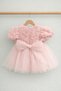 Girl's Rose Top and Rose Bottom Tulle Detailed Bow Dress - 2