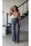 Coffee tinted belted lycra straight jeans - 5