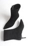 Women's Black Suede Thin Heeled Pointed Toe Boots - 5