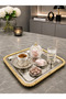 6-Piece Luxury Gold Wicker Mesh Detailed Silver Square Tray for Promise, Engagement, Dowry, Coffee, Tea Presentation - 4