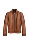 Men's Cognac Genuine Leather Stand Collar Jacket - 6