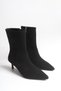 Women's Black Suede Thin Heeled Pointed Toe Boots