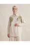 Embroidered Stone-Embellished Oversized Linen Shirt