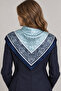 Arctic Paisley – Navy Blue Ice Blue Shawl Patterned Satin Scarf 70×70 cm